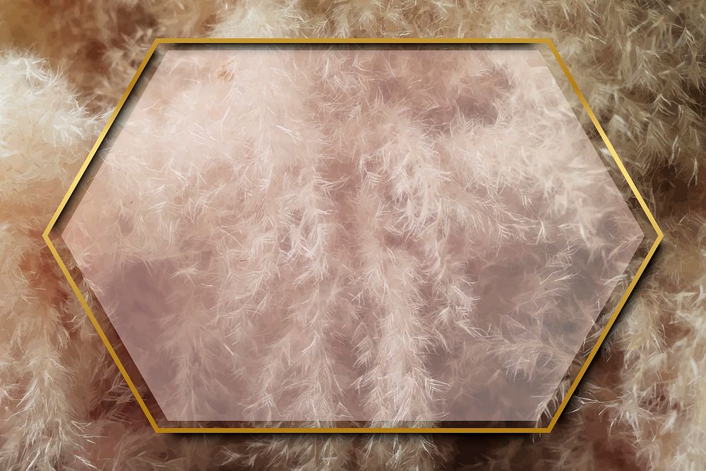 Hexagon gold frame on brown frosted background vector