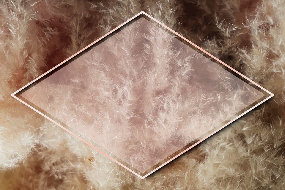 Rhombus rose gold frame on  brown frosted background vector