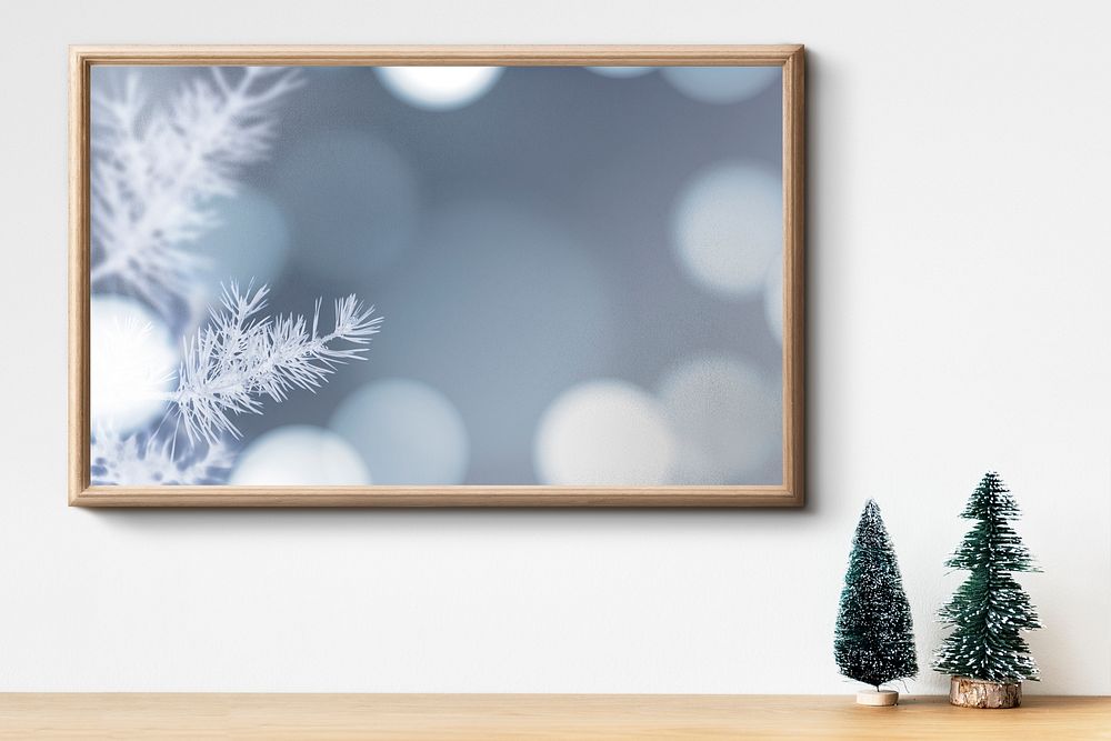 Interior wooden frame, Christmas tree decorations