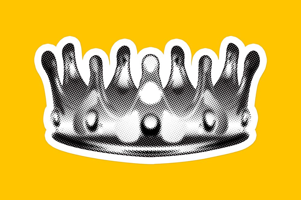 Gray halftone crown sticker with a white border
