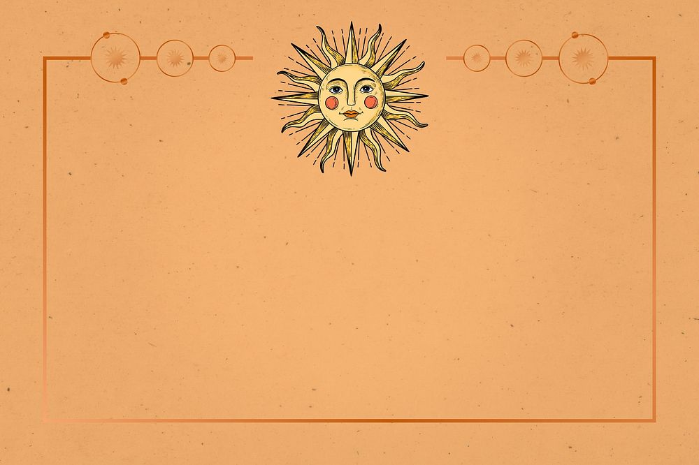 Rectangle sun frame on orange background