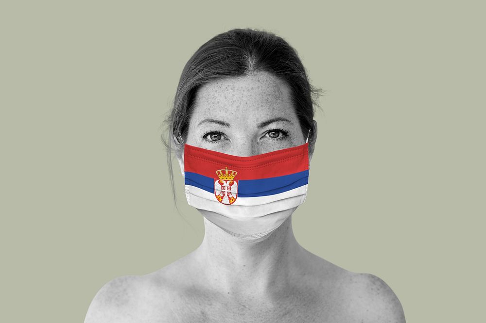 Serbian woman wearing a face mask during coronavirus pandemic
