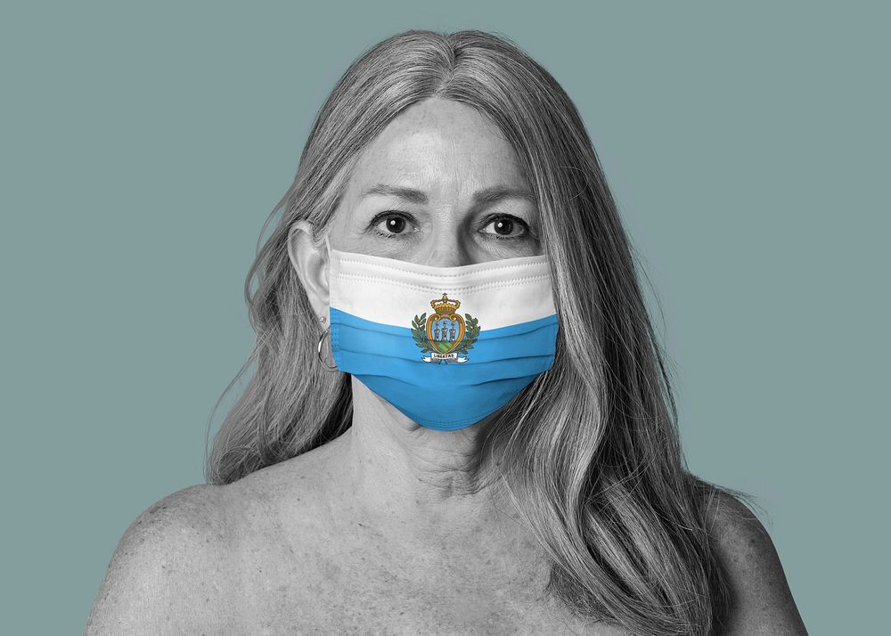 Sammarinese woman wearing a face mask during coronavirus pandemic