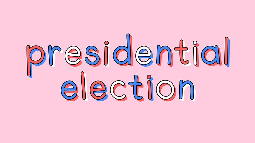 Doodle presidential election psd text typography on pink
