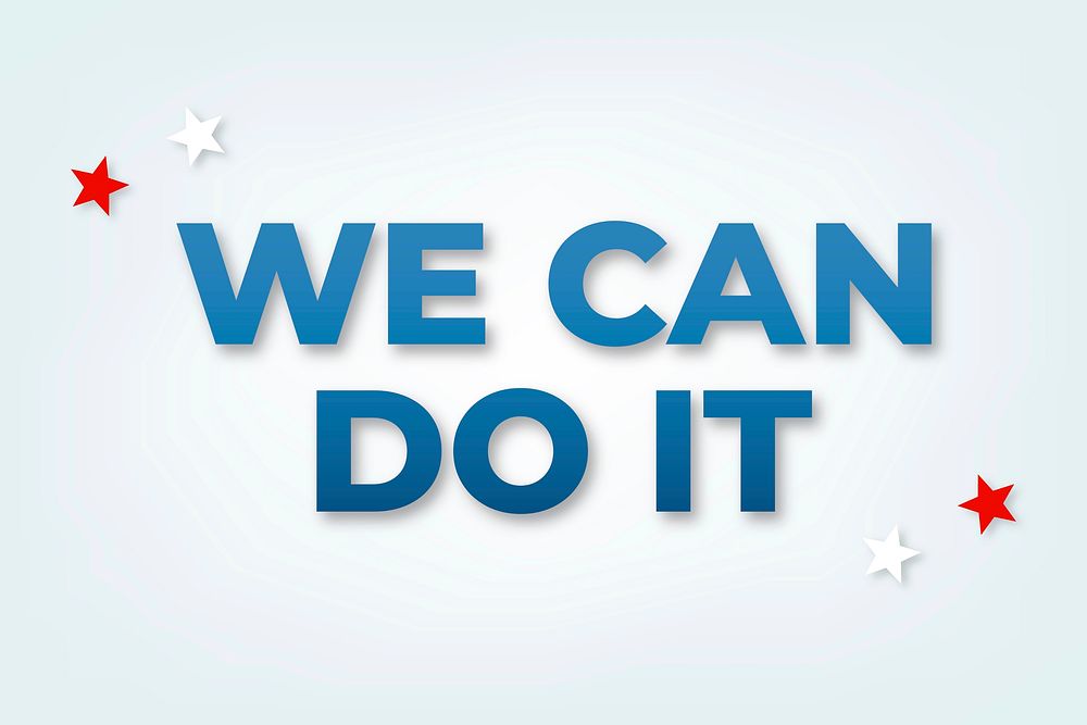Vector we can do it text typography on blue