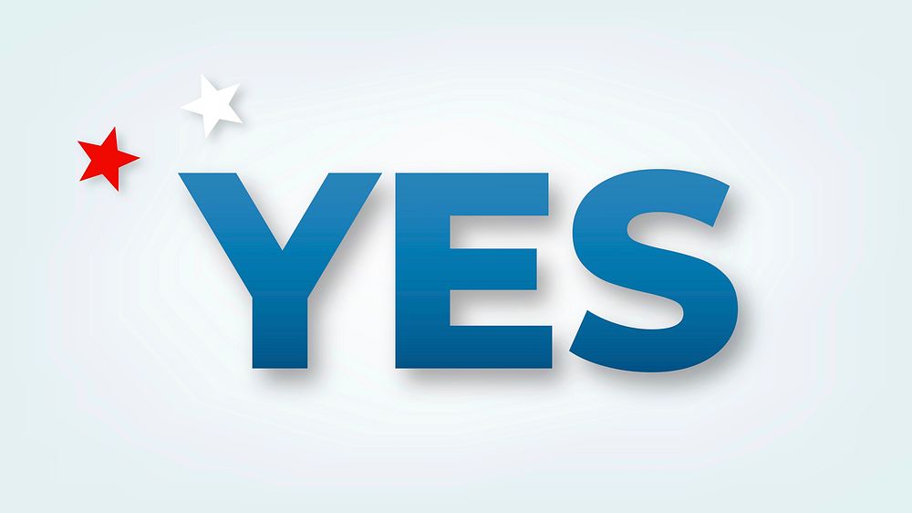 Yes text vector typography on blue