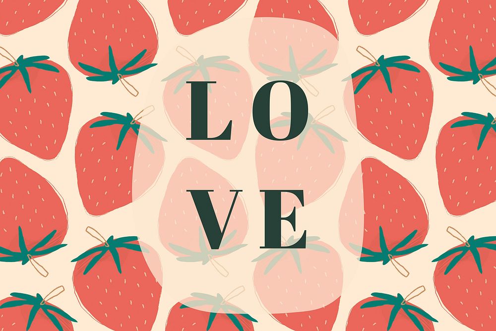 Vector quote on strawberry pattern background social media post love