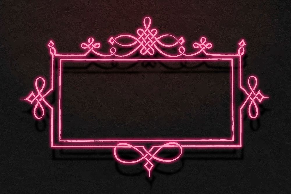 Pink filigree frame border vector 