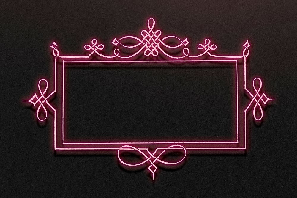 Pink neon filigree frame border