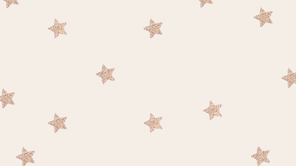 Rose gold shimmery stars pattern on beige background