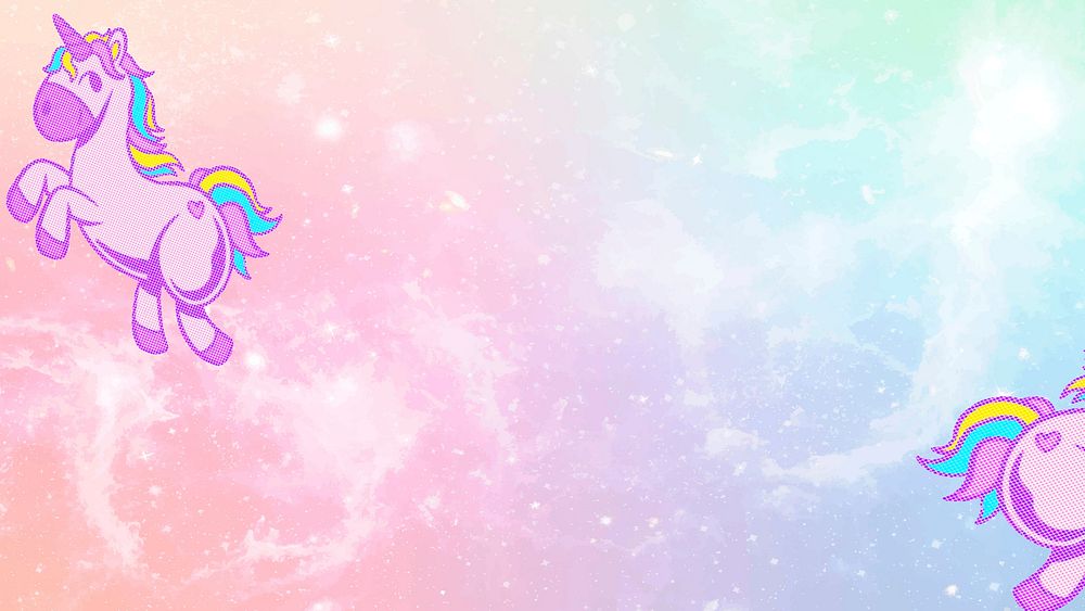 Dreamy unicorn vector pink and blue colorful pastel background