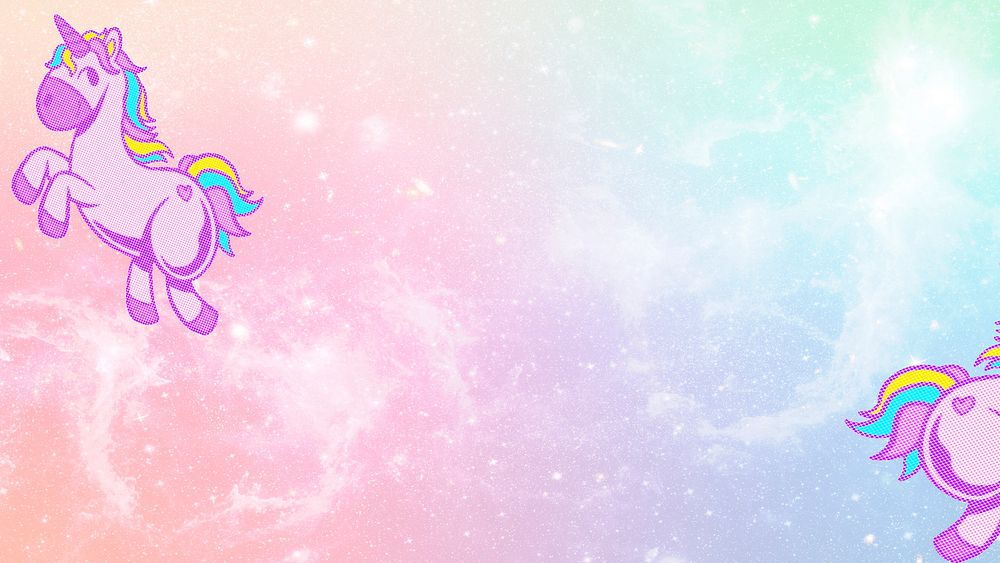 Glittery unicorn pink and blue colorful pastel wallpaper