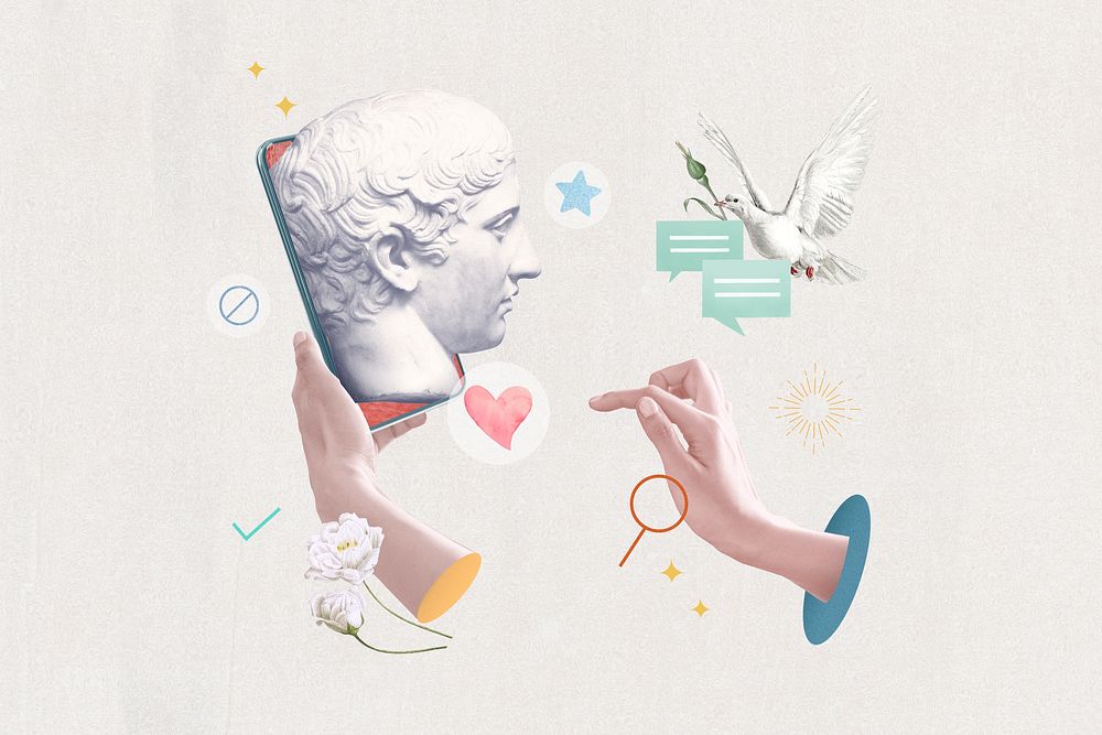 Online dating background, Greek God remixed media psd