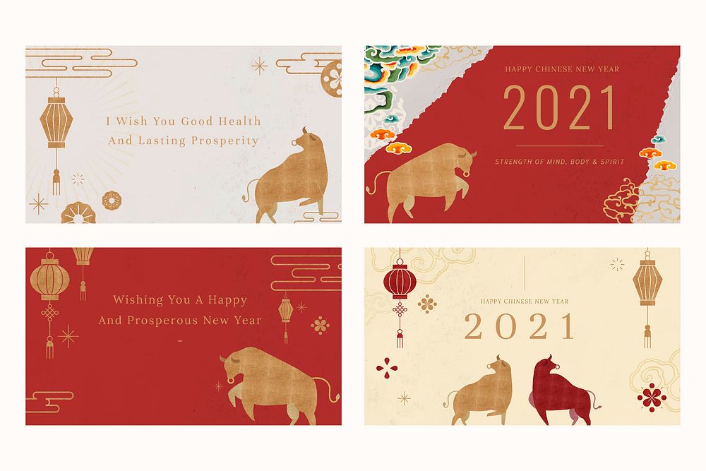 Chinese New Year vector template greeting 2021 banner set