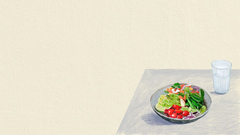 Salad healthy food wallpaper vector color pencil illustration