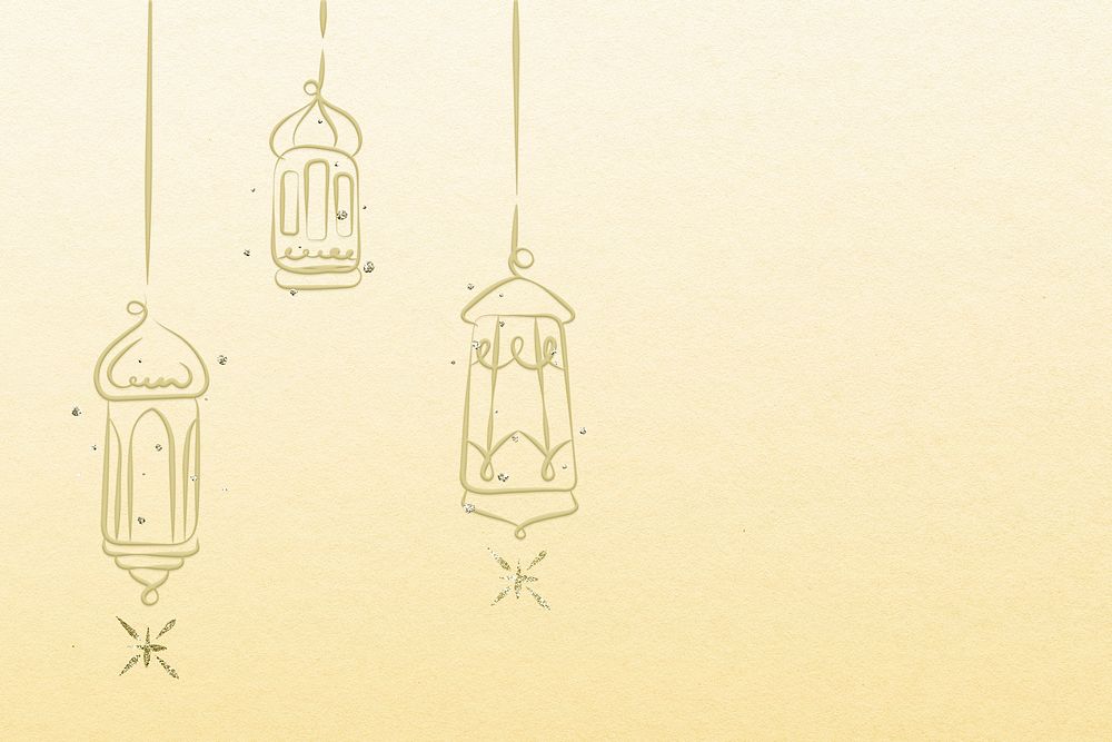 Ramadan background with hanging gold lanterns illustration