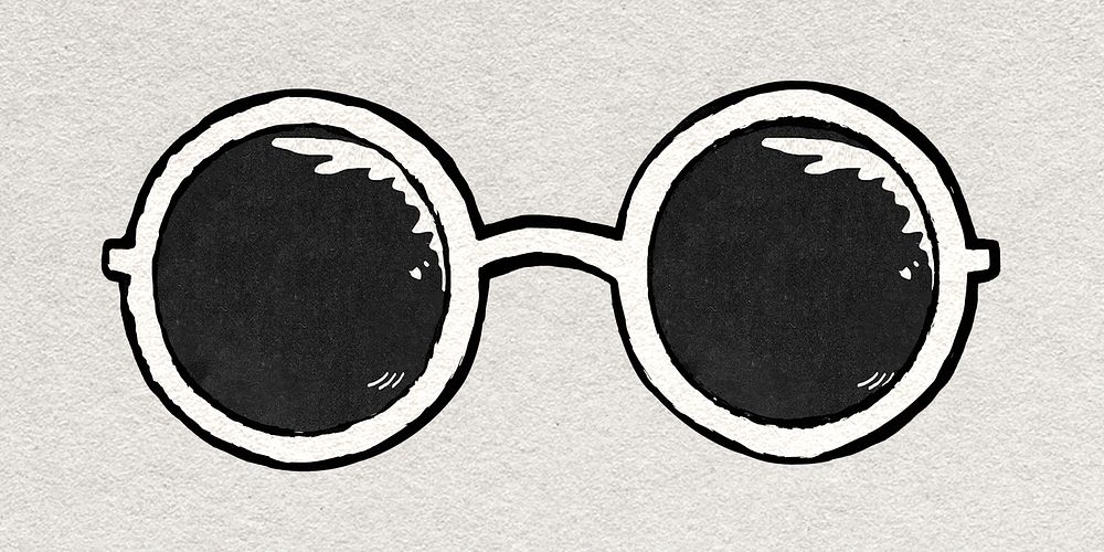 Sunglasses vintage sticker in black and white