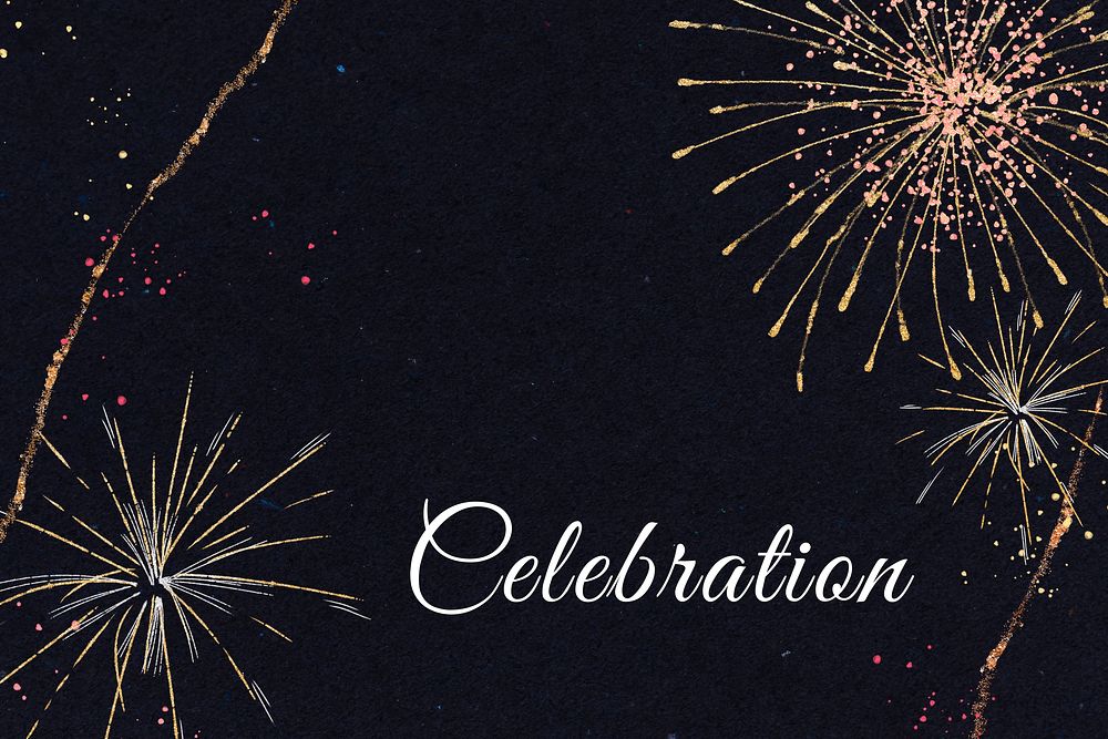 Celebration text colorful fireworks graphics