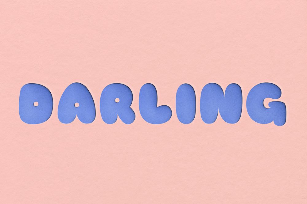 Darling typography in paper cut out font