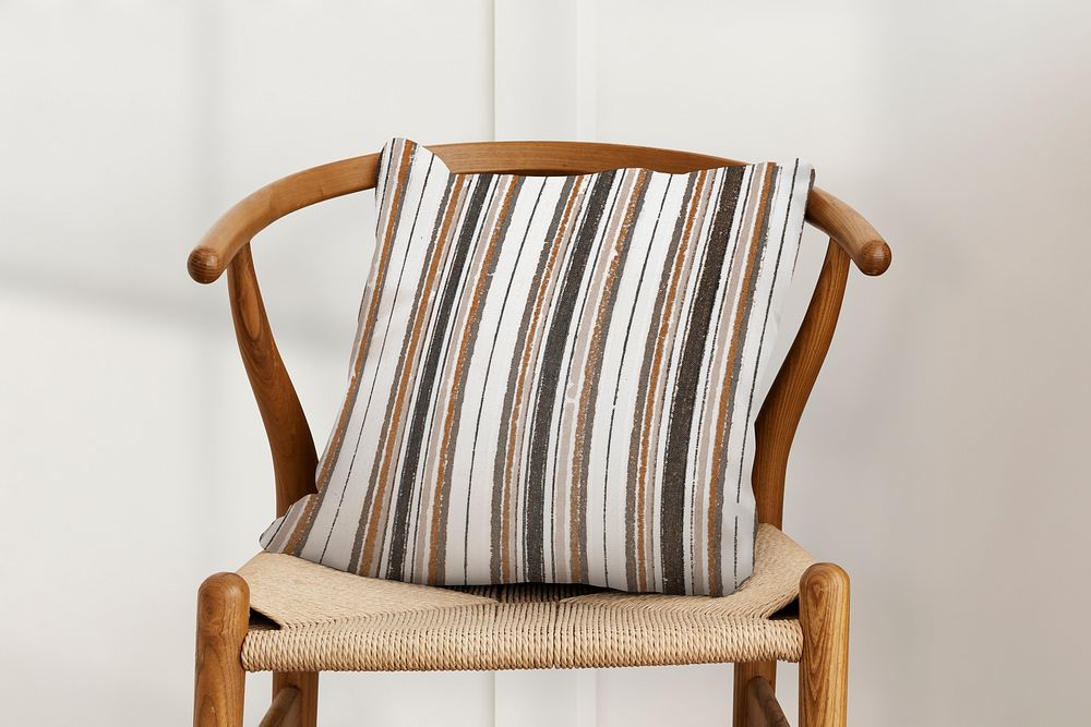 Cushion pillow mockup psd with earth tone stripes pattern