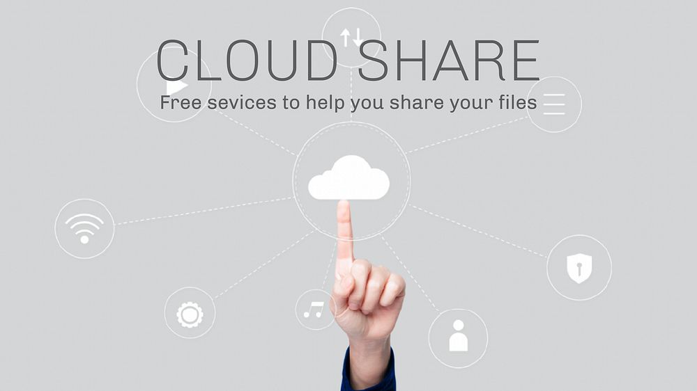 Finger pointing at cloud file sharing