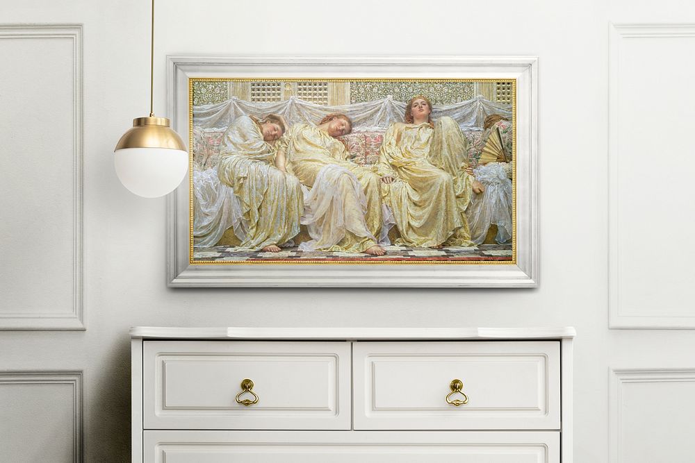Goddess picture frame hanging in luxurious living room