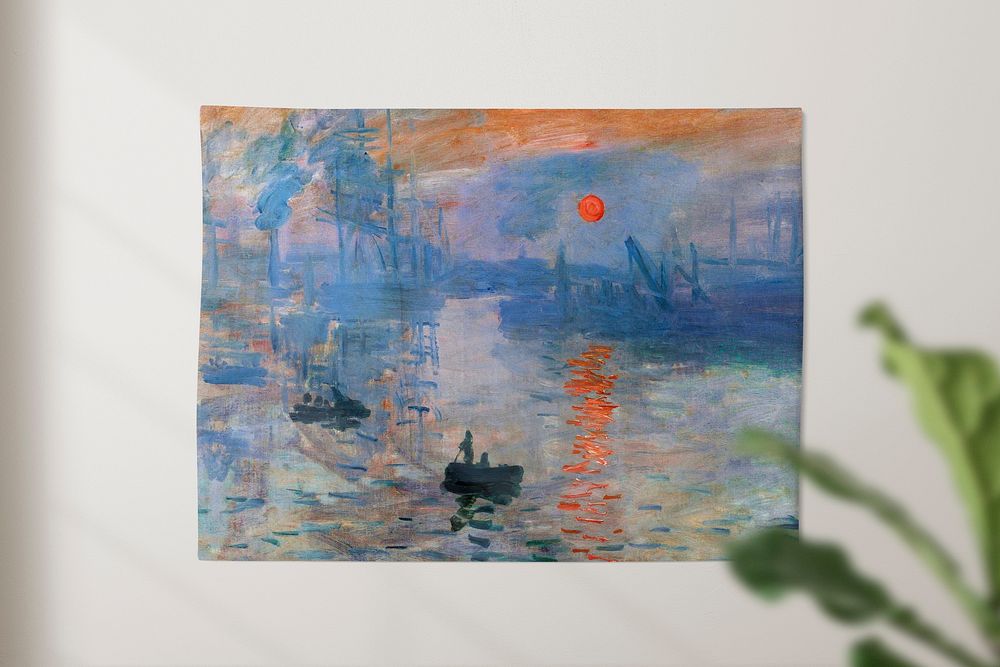 Lake oil painting on a wall