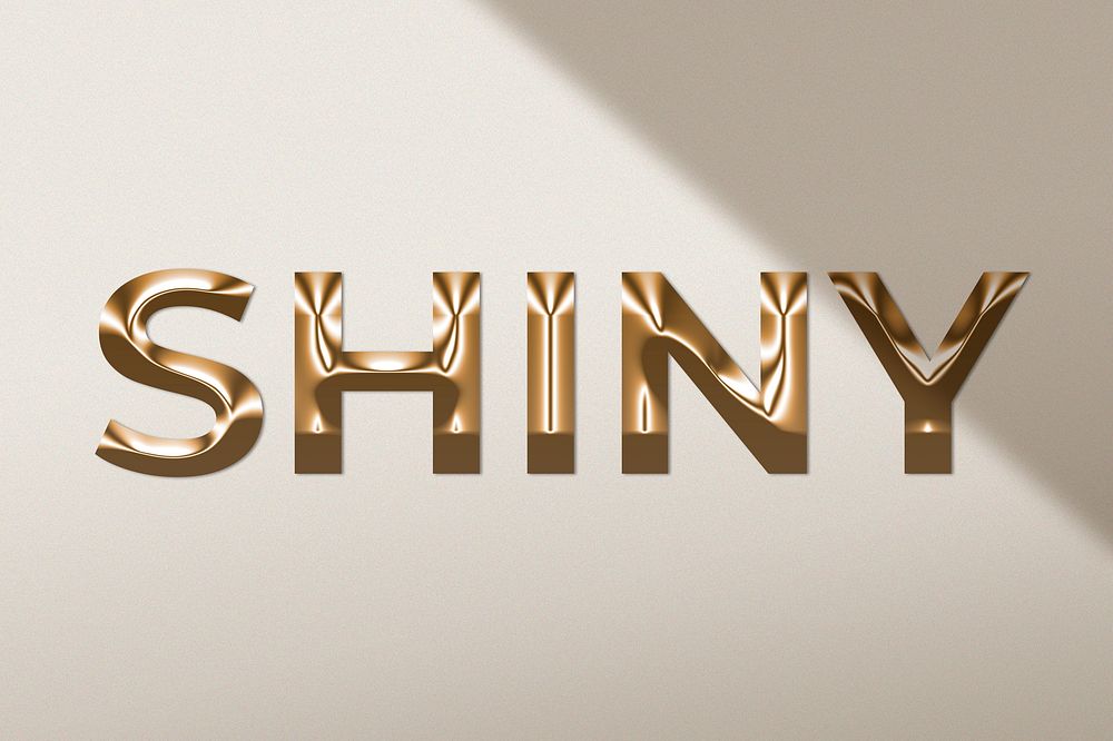 Shiny word in metallic gold style