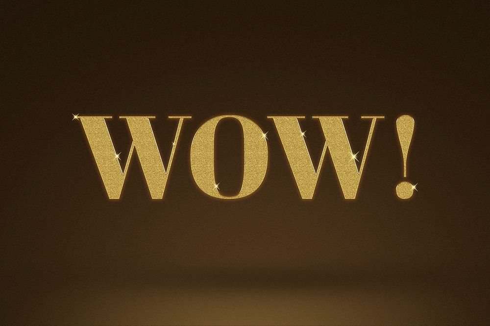 Wow! word in gold glitter style