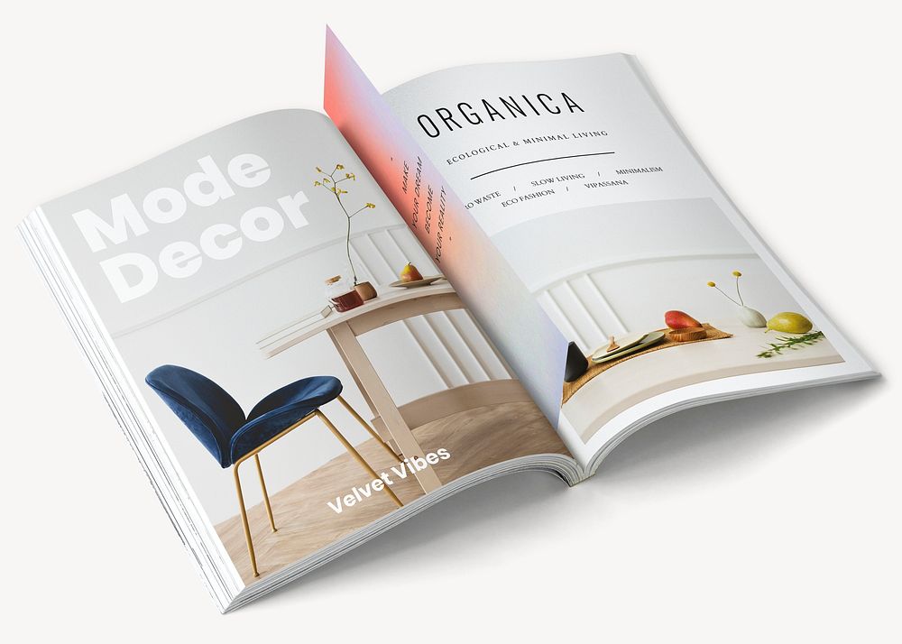 Open magazine book mockup, publication psd