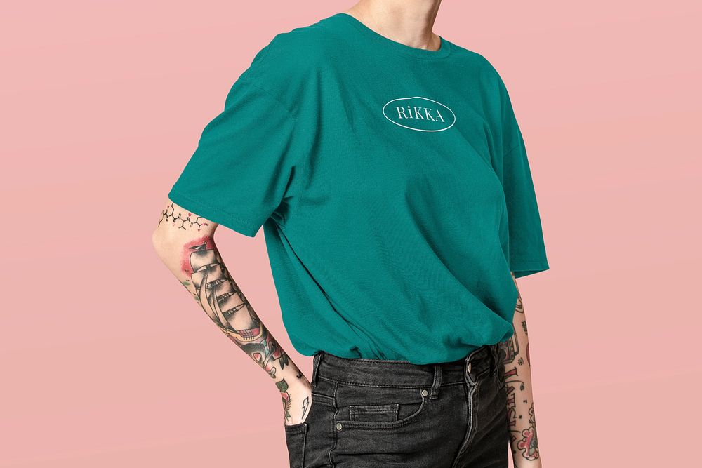 T-shirt mockup, unisex fashion editable design psd