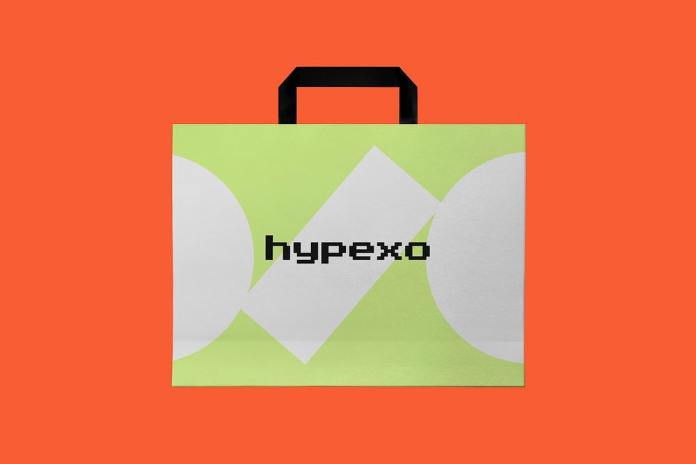 Green shopping paper bag, small business branding design