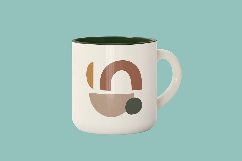 Customizable ceramic mug mockup, abstract kitchenware psd