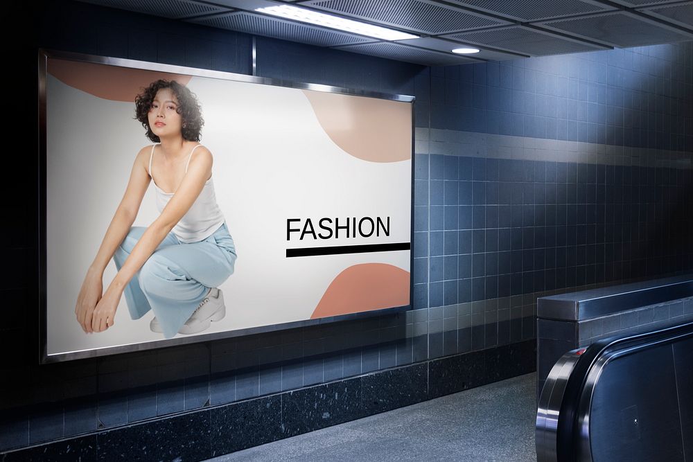 Fashion ad on billboard sign, advertisement photo