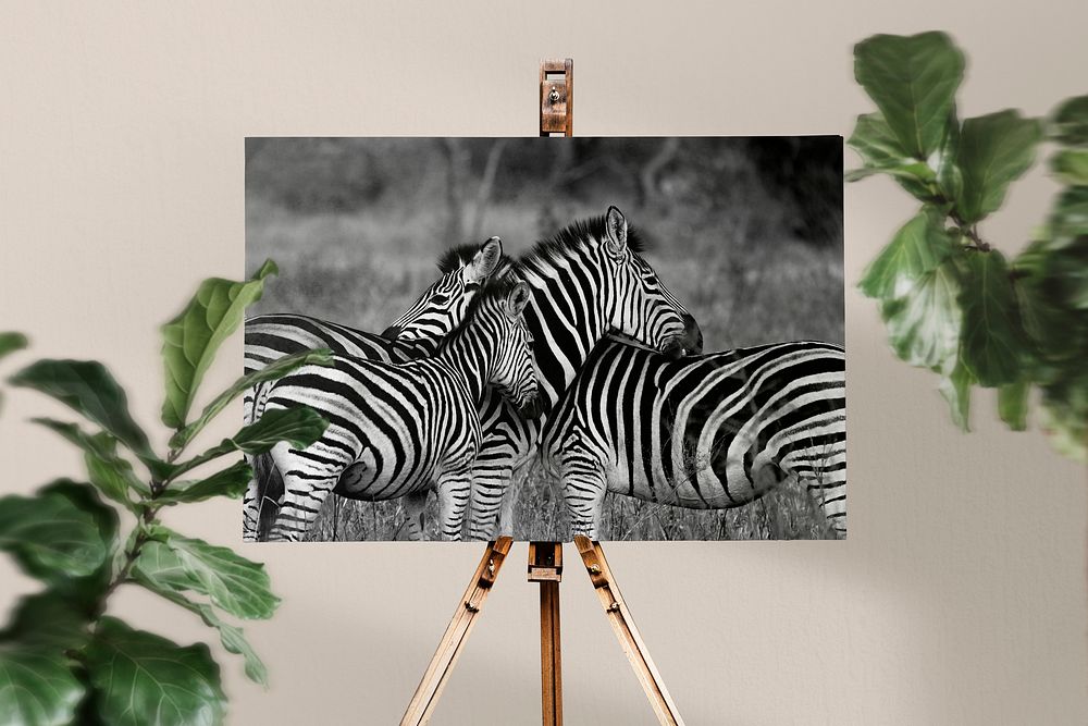 Canvas on easel mockup, editable design 