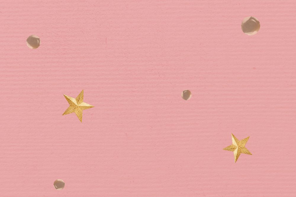 Pink aesthetic texture background, stars paper craft