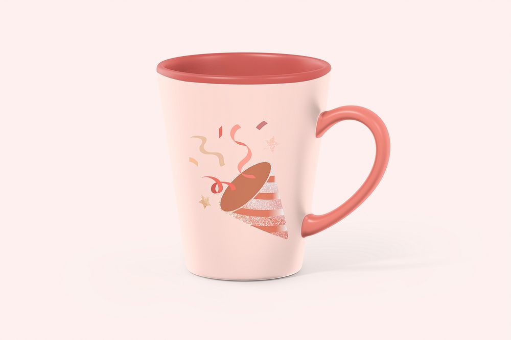 Ceramic mug mockup, pink design psd