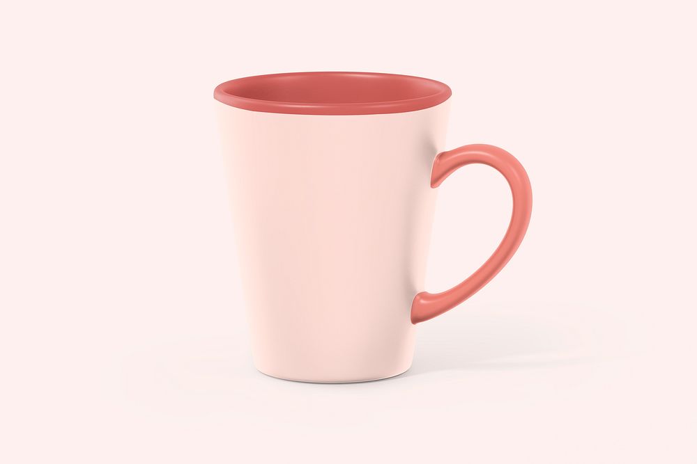 Pink ceramic mug, product design with blank space