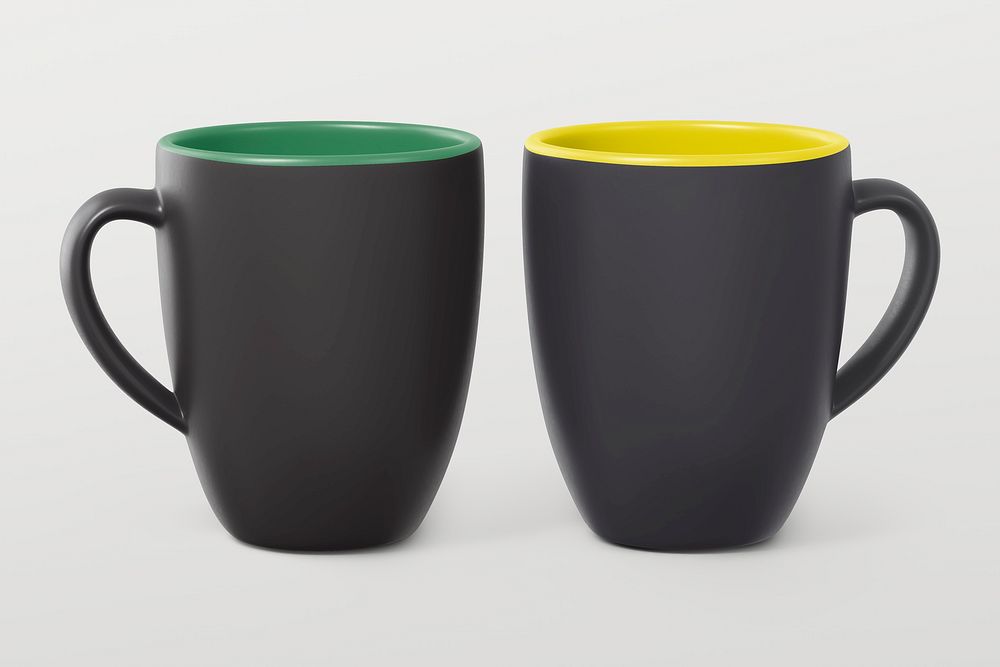 Black coffee mugs, product design with blank space