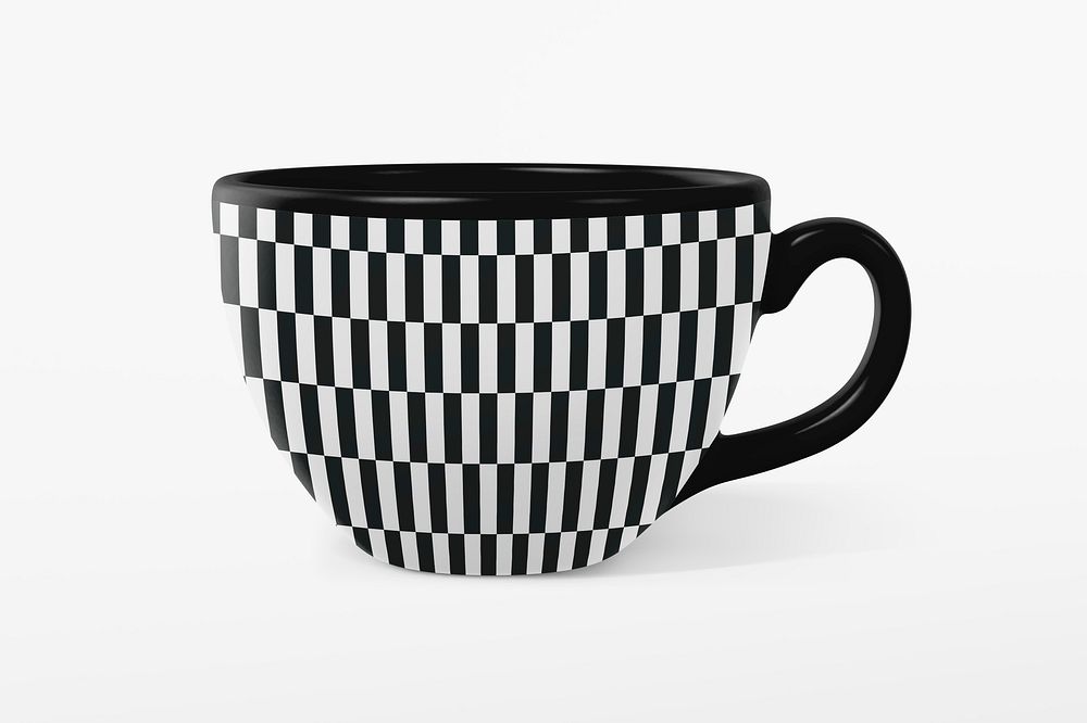 Ceramic coffee cup mockup, retro black & white design psd