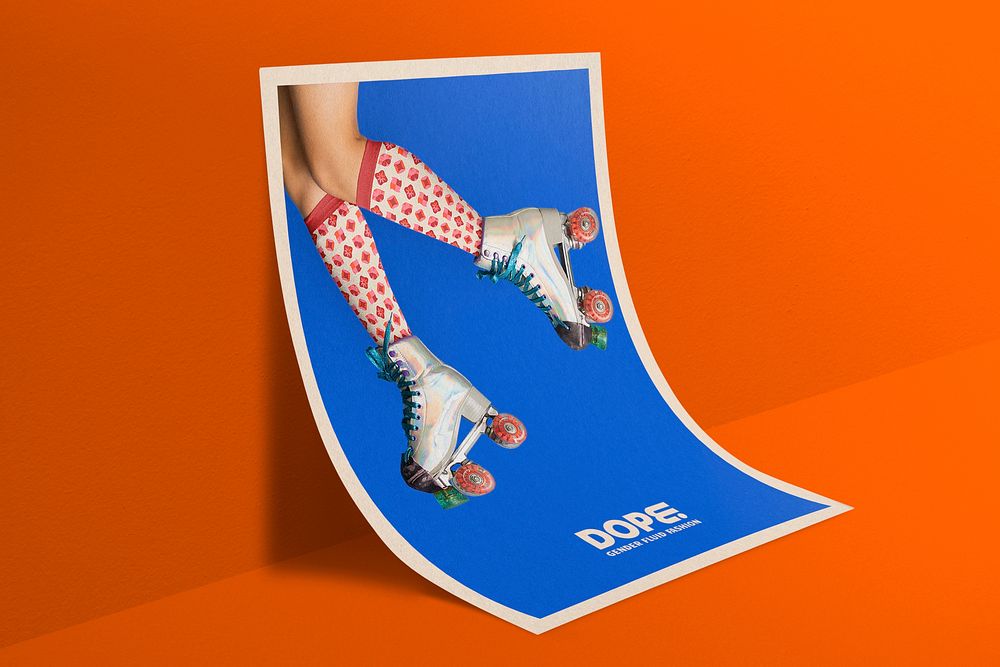 Roller skating poster, sports branding ad