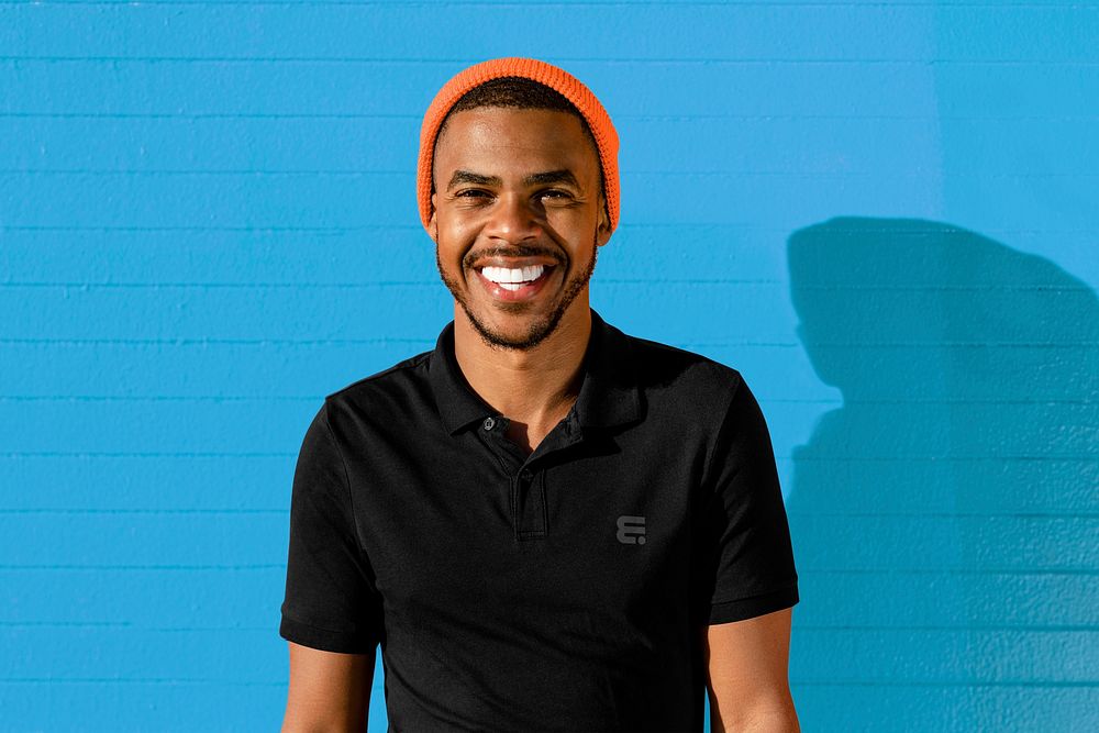 African-American man in polo shirt, basic fashion