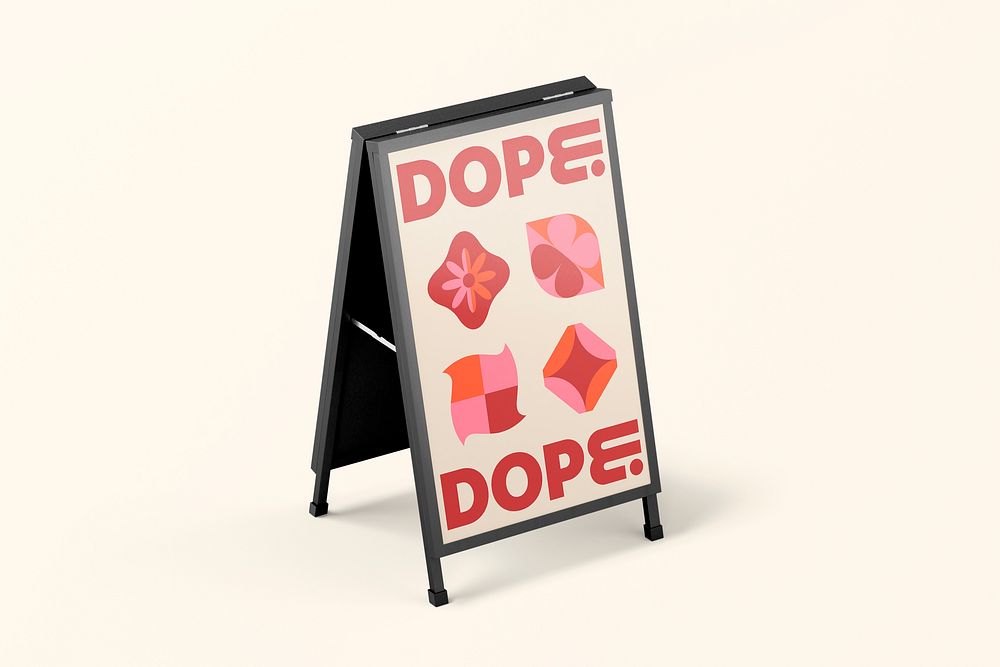 DOPE a-frame sign, cafe, restaurant advertisement