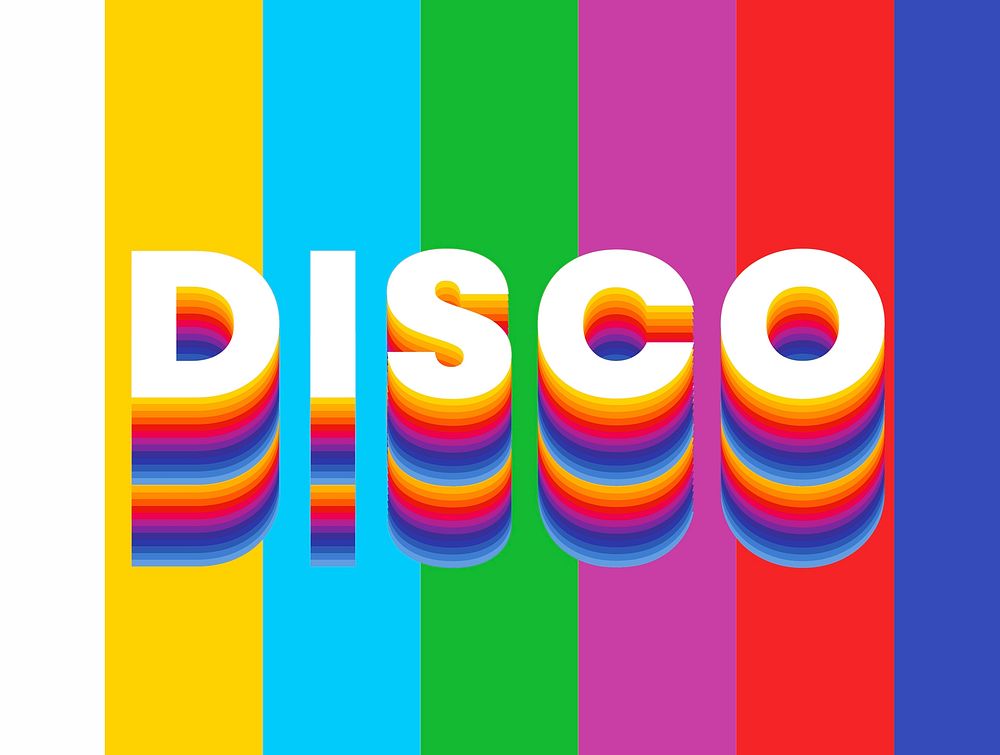 Colorful disco background, stripes, retro design