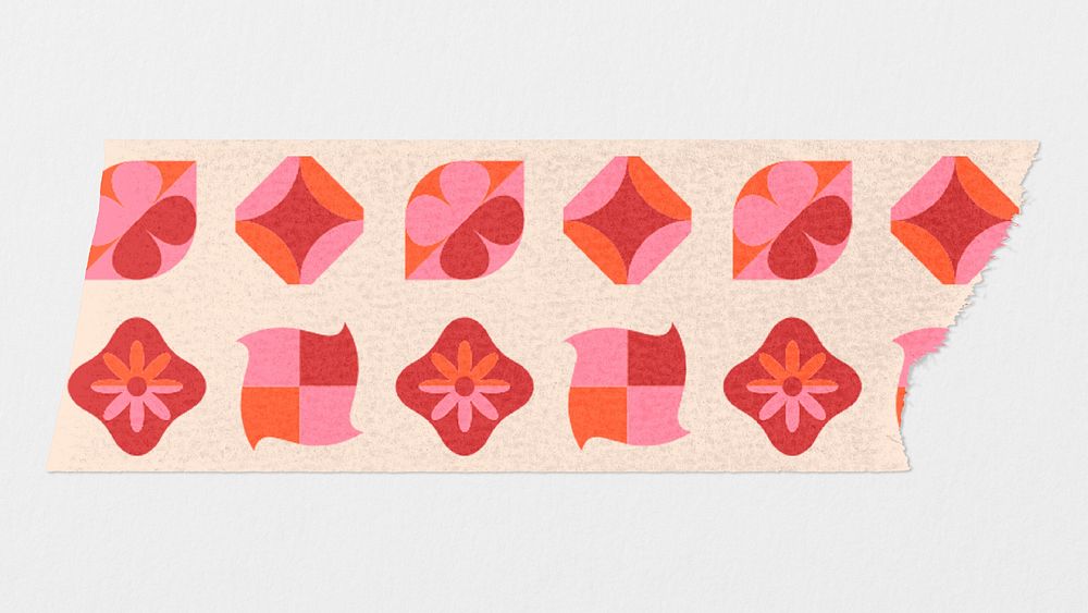 Washi tape  mockup, pink geometric pattern psd