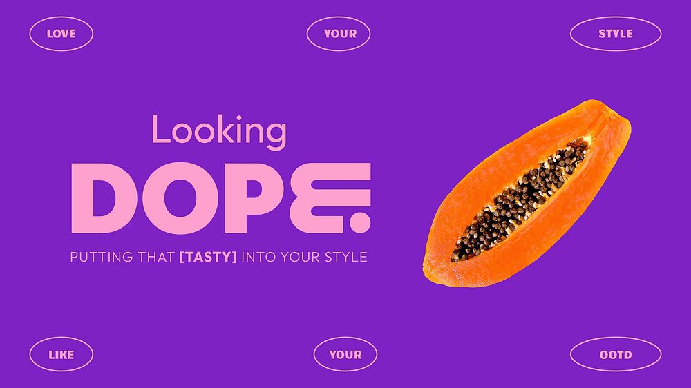 Funky papaya presentation template, purple design vector