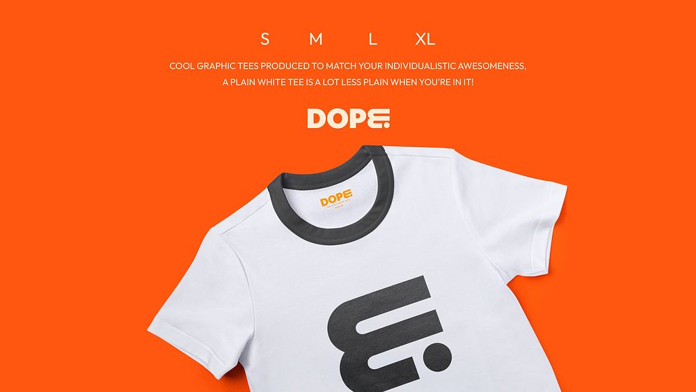 DOPE t-shirt PowerPoint template, fashion branding vector