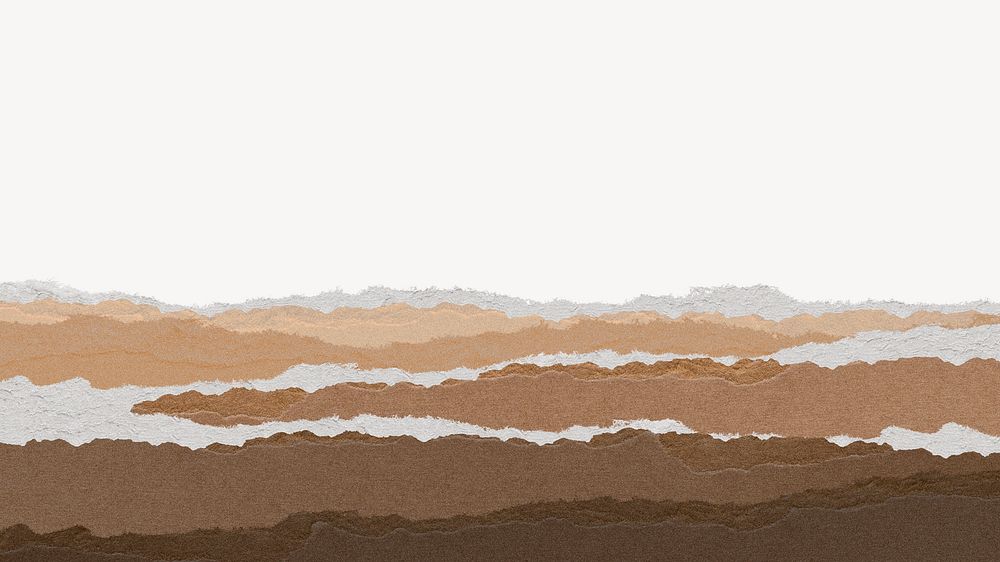 Ripped paper border background, brown design psd