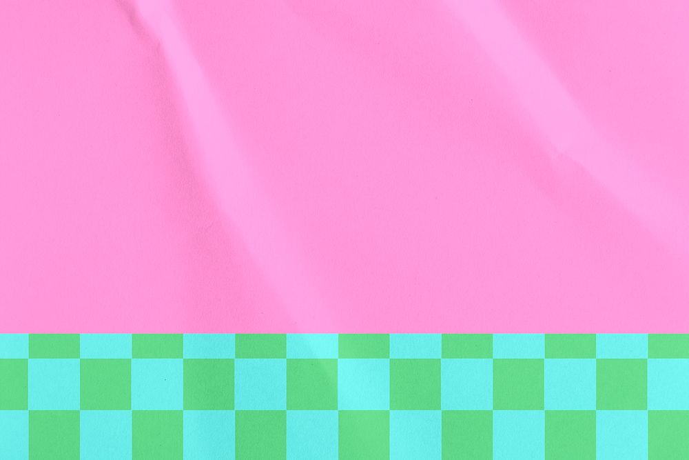 Pink retro background, checkered pattern border