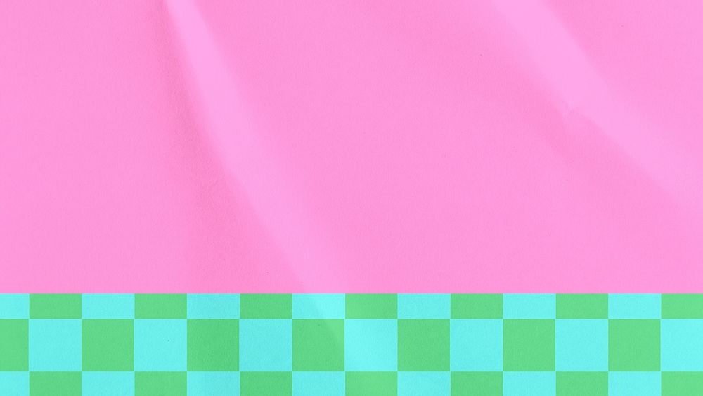 Pink retro desktop wallpaper, checkered pattern border background